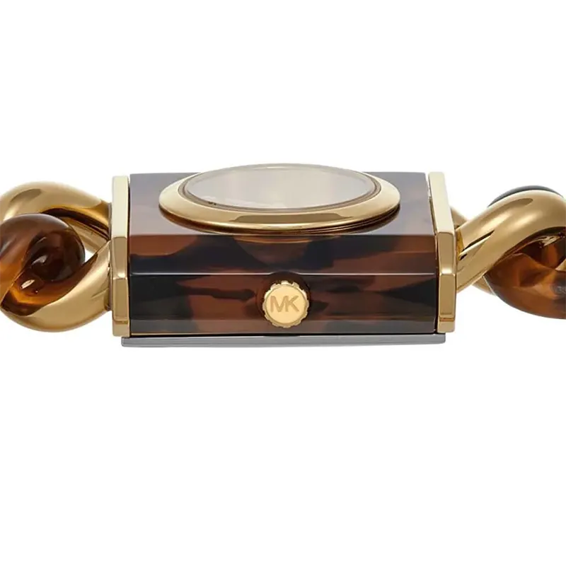 Michael Kors Chain Lock Tortoiseshell Acetate Chain Ladies Watch- MK4808